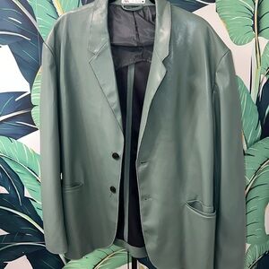 Zara green pleather blazer